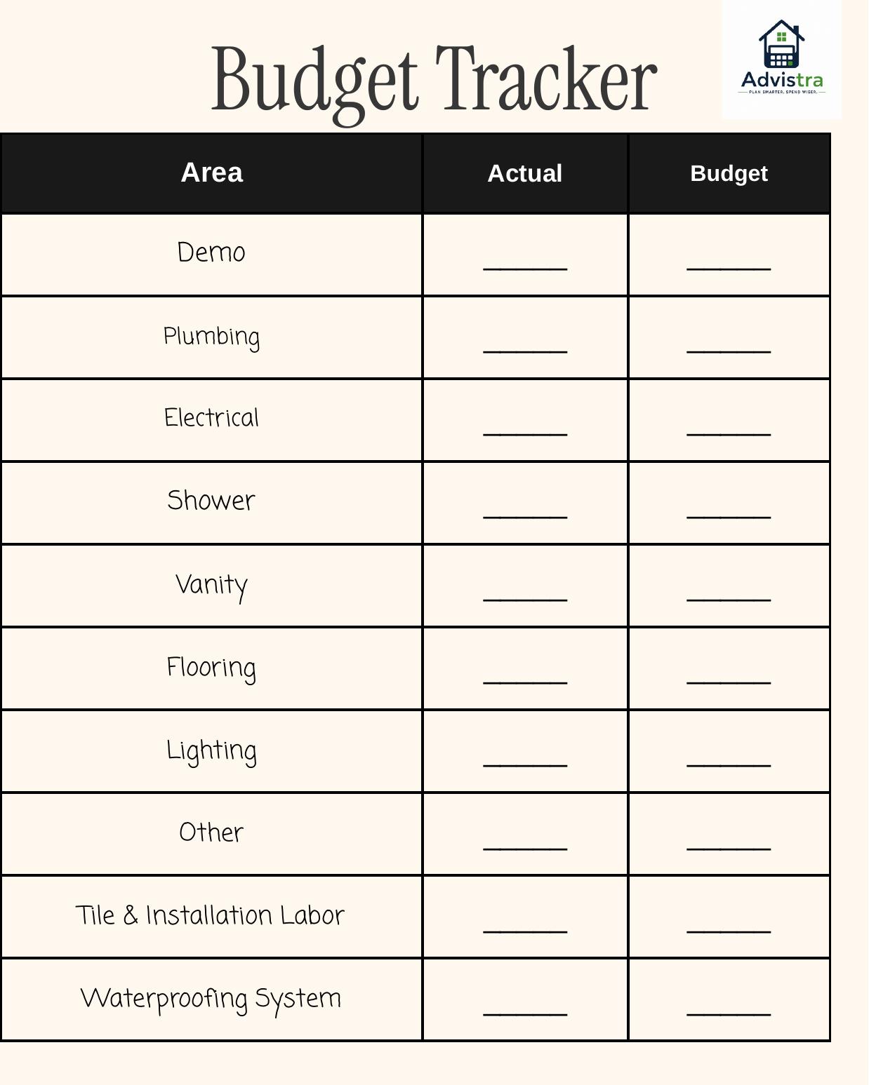 Budget tracker worksheet preview